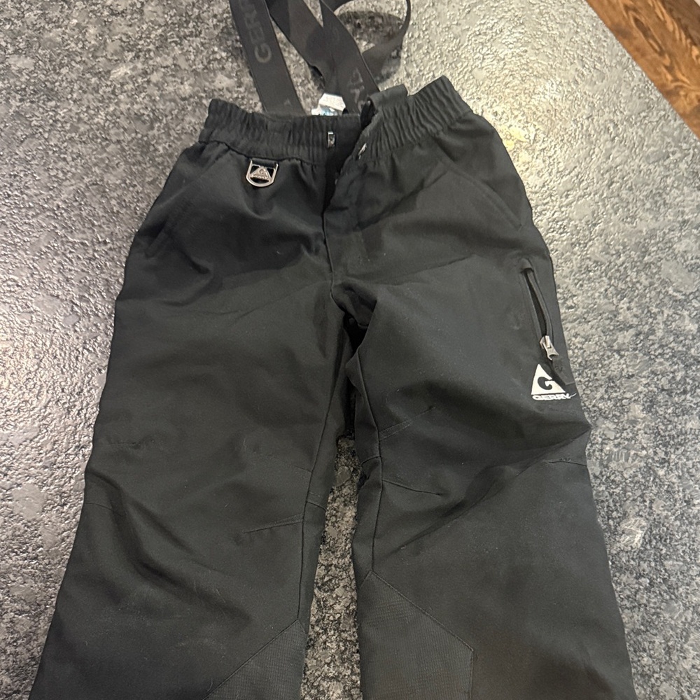 Kids Black Snow Pants with Suspenders